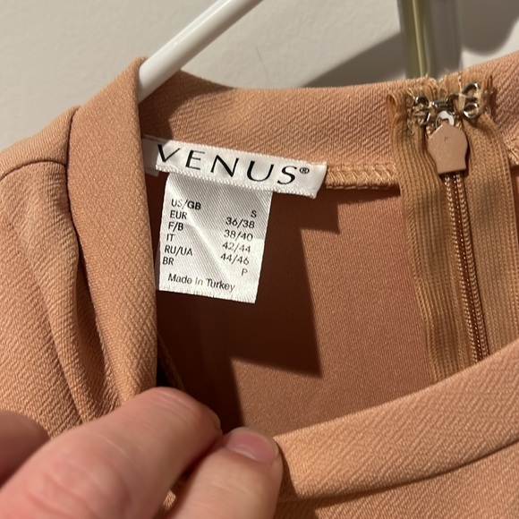 VENUS Asymmetrical Ruffle Dress in Tan - Picture 2 of 4